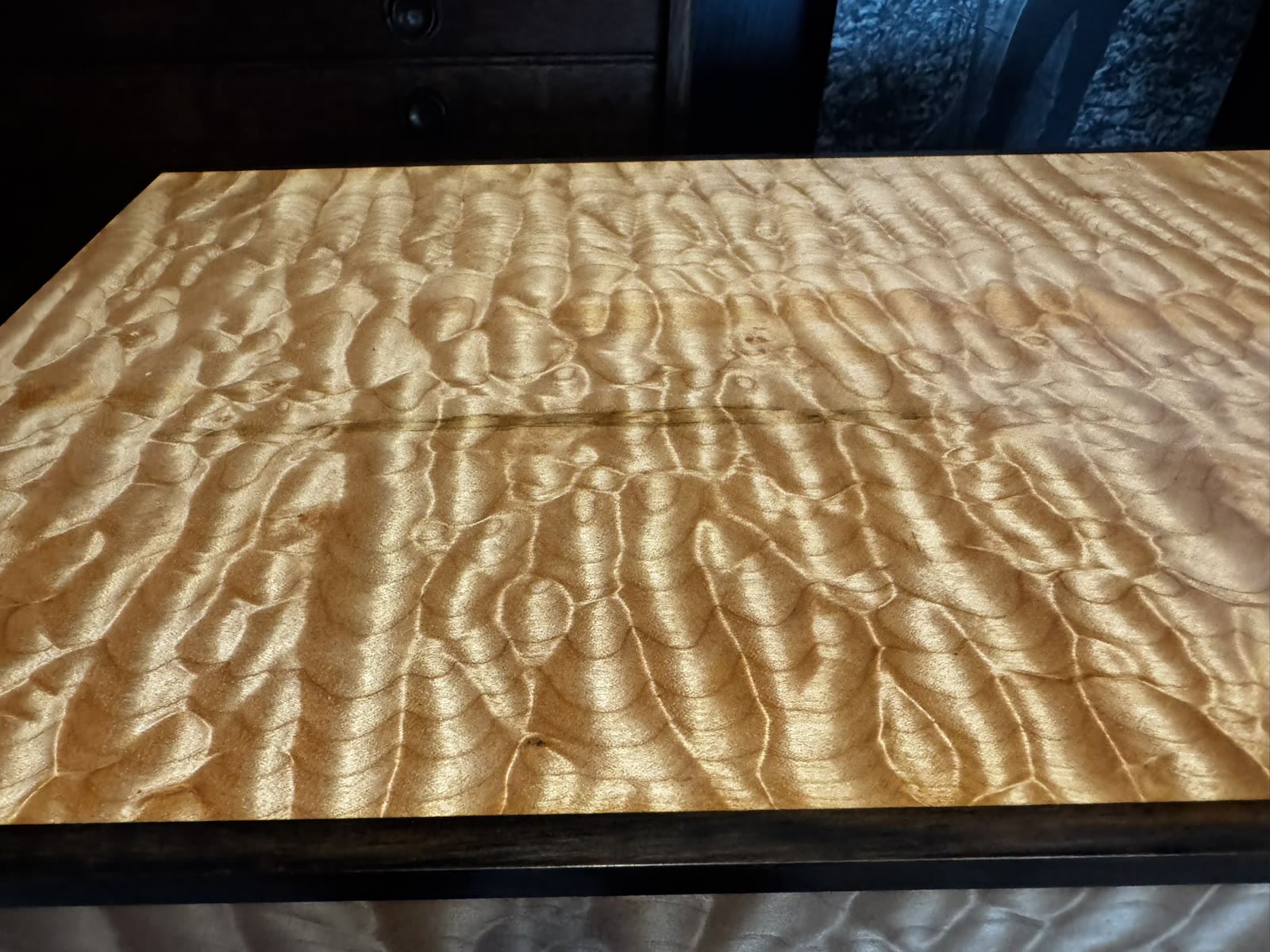 Molten gold quilted maple humidor top.