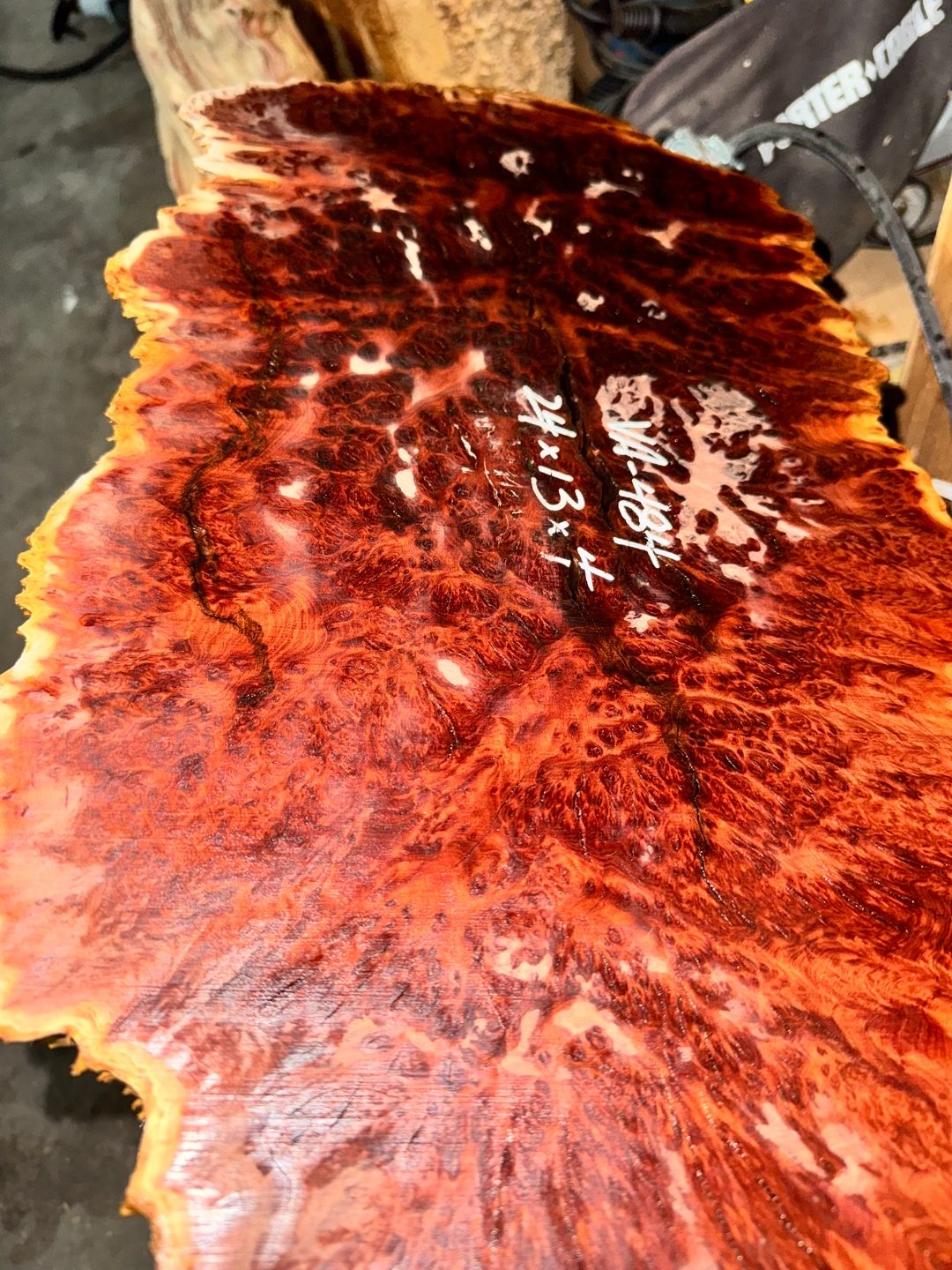 Vasticola burl finished, three-quarter view.